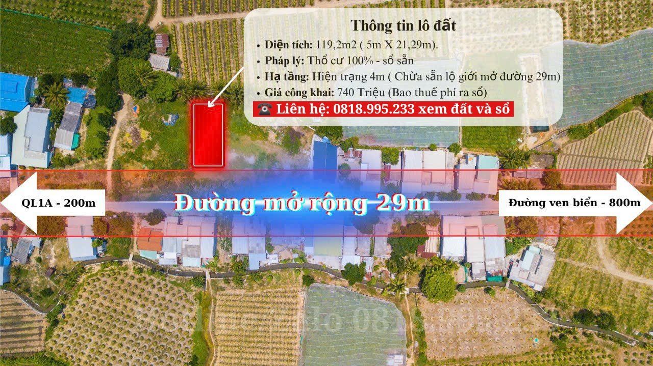 Chỉ 740Tr sở hữu ngay đất nền Ven biển Bình Thuận gần KDL Cổ Thạch 1