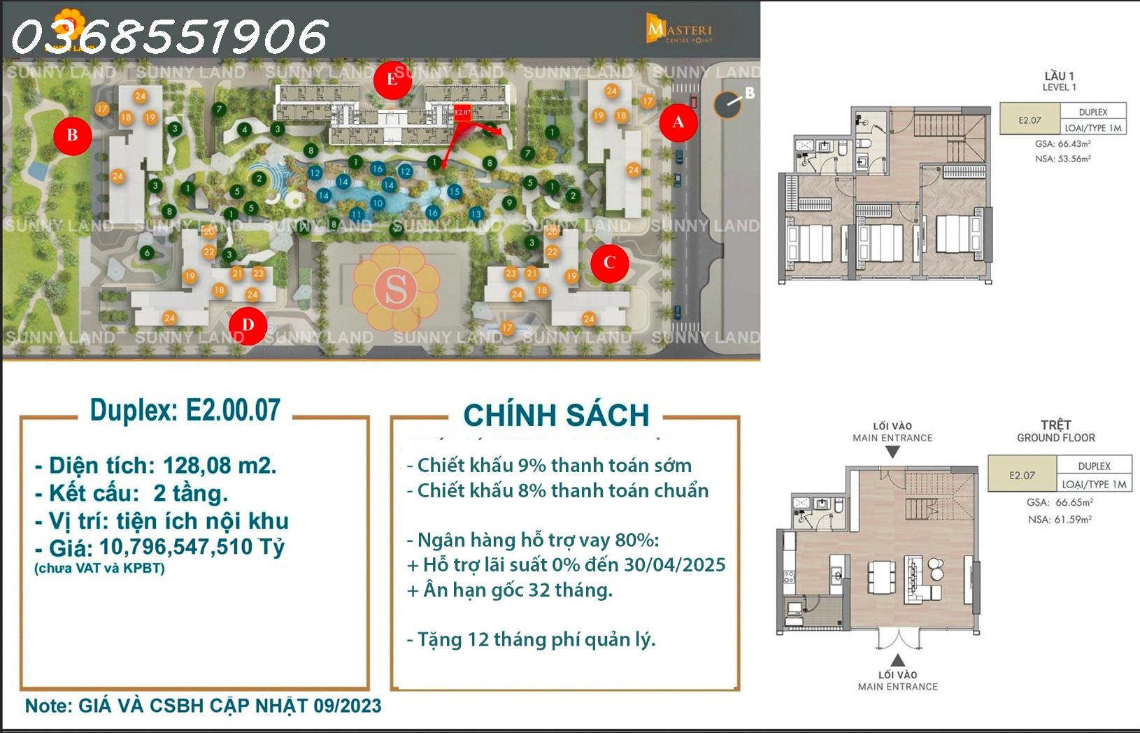 Căn hộ Duplex Masteri Central Point, Resort 5 sao ngay cửa nhà, 128m2 chỉ 10.7 Tỷ 2