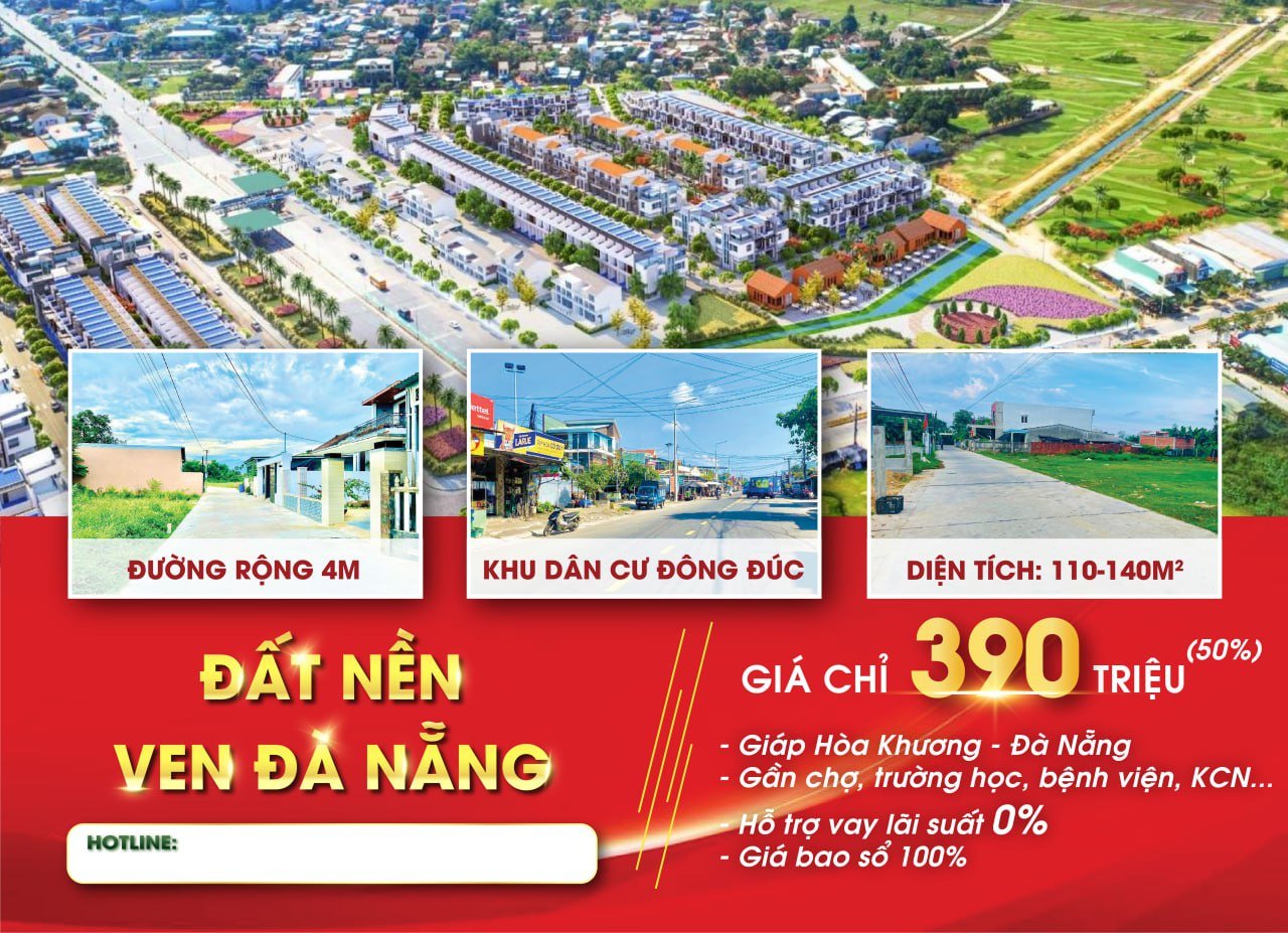 Sở hữu ngay đất nền ven Đà Nẵng - giá chỉ #390TR (50%)