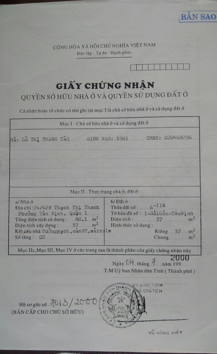 Cần bán Nhà ở, nhà cấp 4, nhà hẻm đường Thạch Thị Thanh, Phường Tân Định, Diện tích 80m², Giá 6,7 Tỷ 11