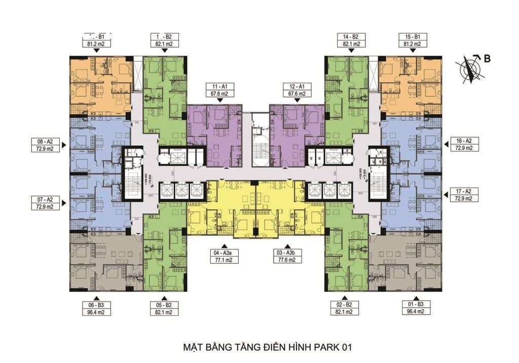 Cần bán căn hộ 98m2, 3 phòng ngủ, 2 vệ sinh hướng ban công Đông Nam. 2