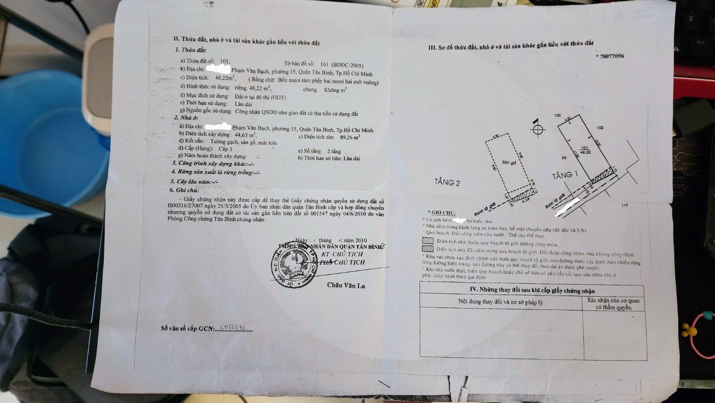 Chính chủ Bán lỗ đất tặng  nhà hẻm 1 trệt 1 lầu 48,22 m2cách đường  Phạm Văn Bạch 30m f15, Tân Bình. lh0915860492 4