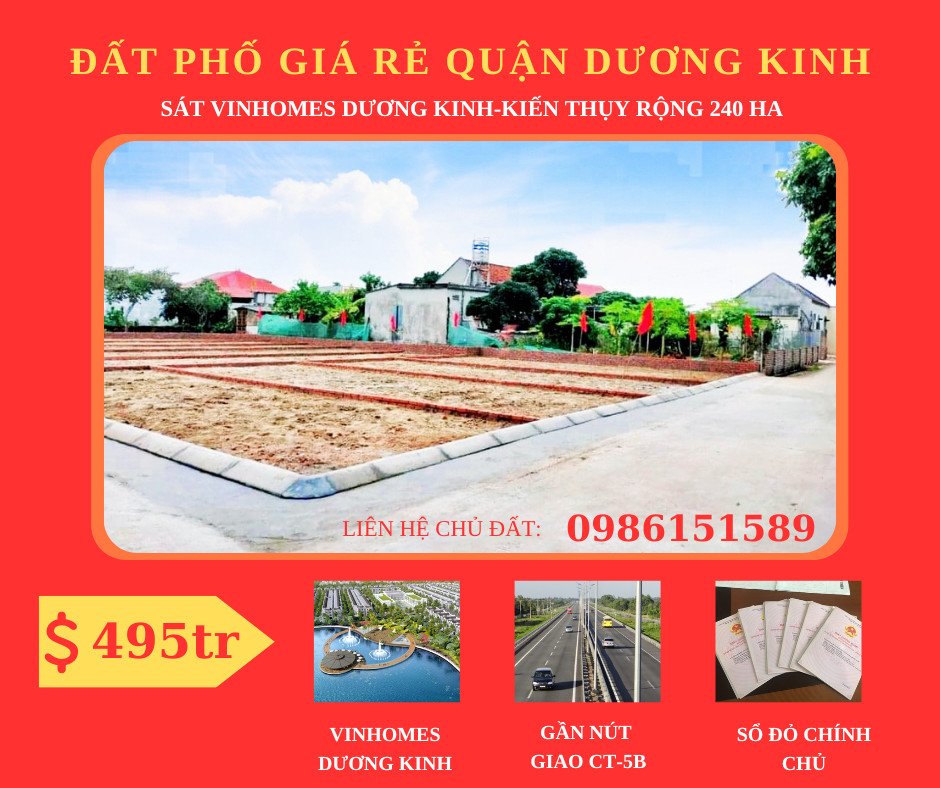 Gia đình bán 3 lô đất liền kề nằm trên mặt trục phố phường Hòa Nghĩa, quận Dương Kinh HP 1
