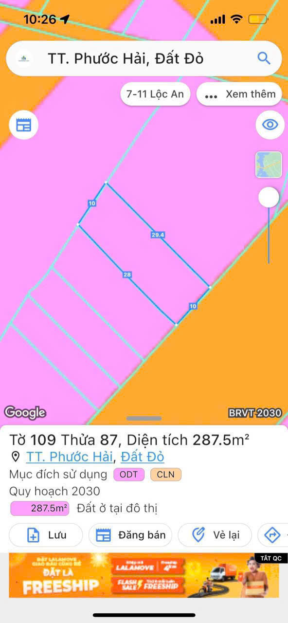 Cần bán Đất Đất Đỏ, Bà Rịa Vũng Tàu, Diện tích 287m², Giá Thương lượng