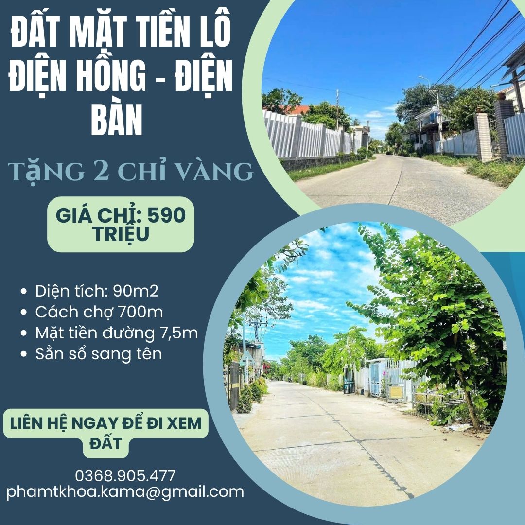 Cần bán Đất Điện Bàn, Quảng Nam, Diện tích 90m², Giá 590 Triệu 1