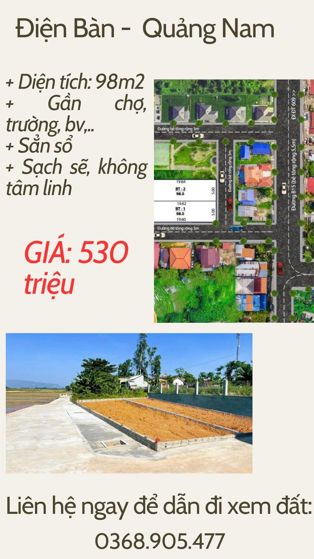 Cần bán Đất Cẩm Lệ, Đà Nẵng, Diện tích 98m², Giá 530 Triệu 1