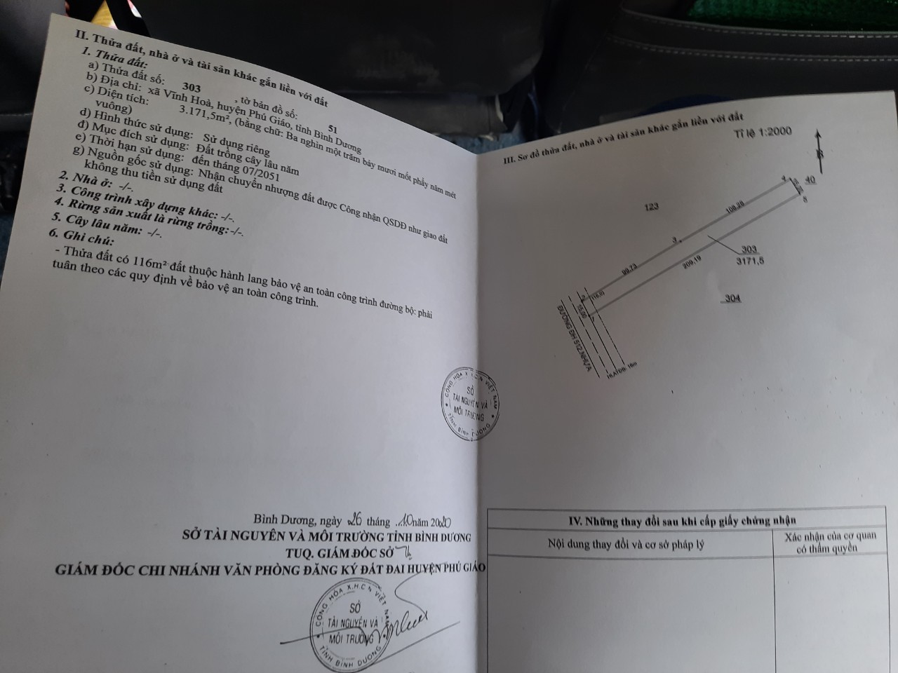 Bán đất vĩnh hòa phú giáo.Dt 48.350m.Giá bán 16 tỷ 1ha.đất đã đóng skc 50 năm cho toàn bộ diện 2