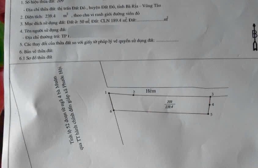 Cần bán Đất Đất Đỏ, Bà Rịa Vũng Tàu, Diện tích 239m², Giá Thương lượng 2