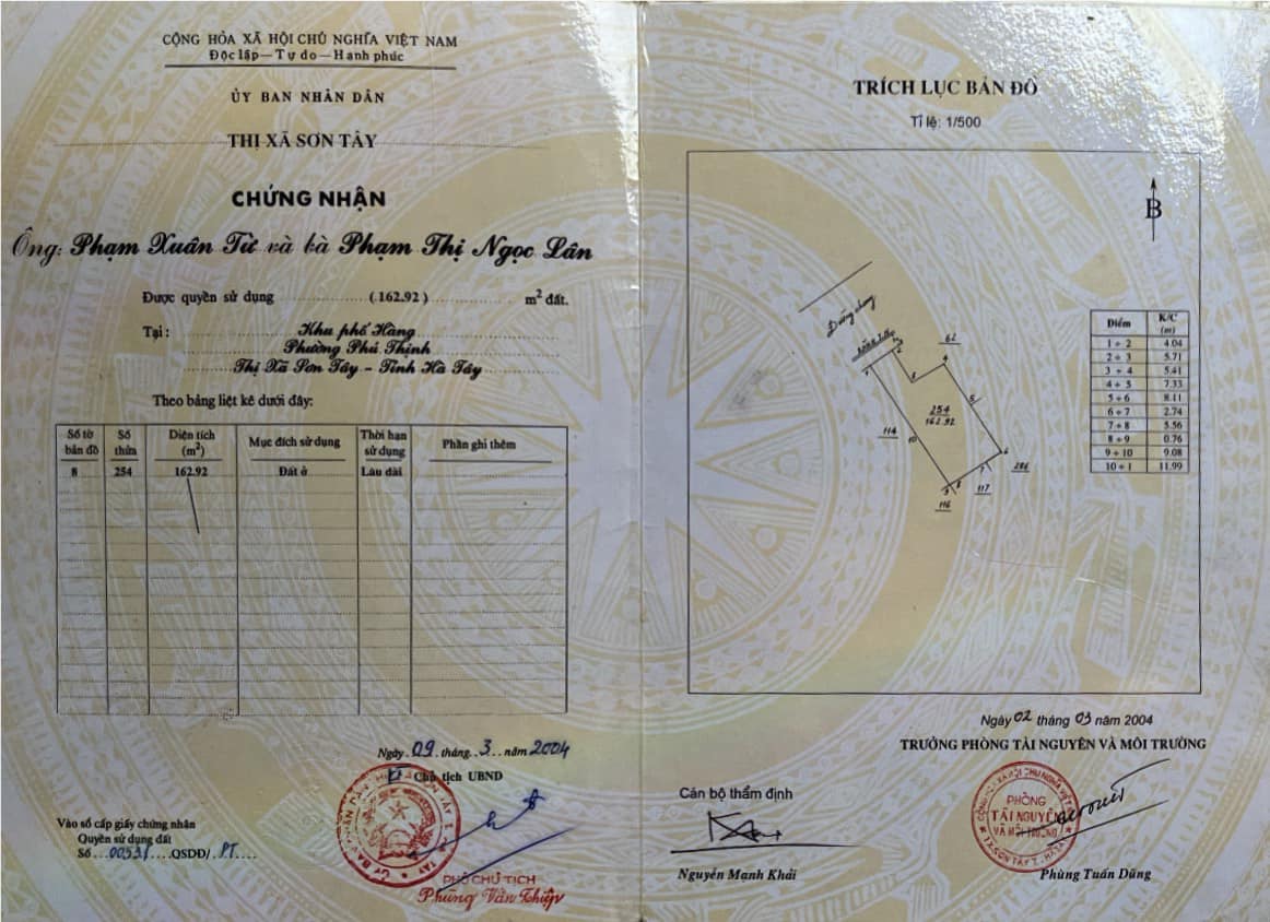 Chính chủ gửi bán khu Phố Hàng, Sơn Tây 2