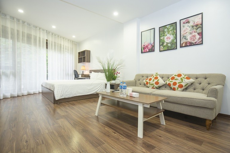 Cho thuê căn hộ 1PN rộng 45m2 tại Đào Tấn, Ba Đình, đầy đủ nội thất đẹp, hiện đại