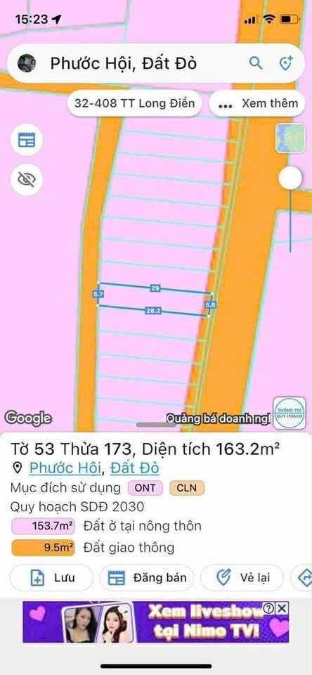 Cần bán Đất đường Võ Văn Kiệt, Xã Lộc An, Diện tích 163m², Giá 1.1 Tỷ