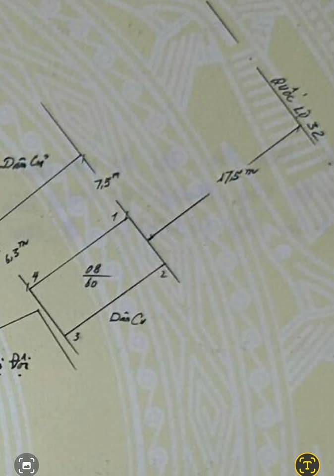 Lô góc 2 mặt tiền Mặt chính QL32 dt 60m2 full đất ở 3