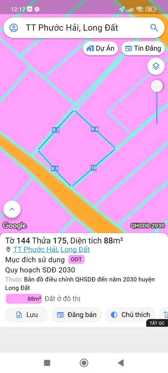 Cần bán Đất đường Tỉnh lộ 44, Thị trấn Phước Hải, Diện tích 88m², Giá 900 Triệu 2