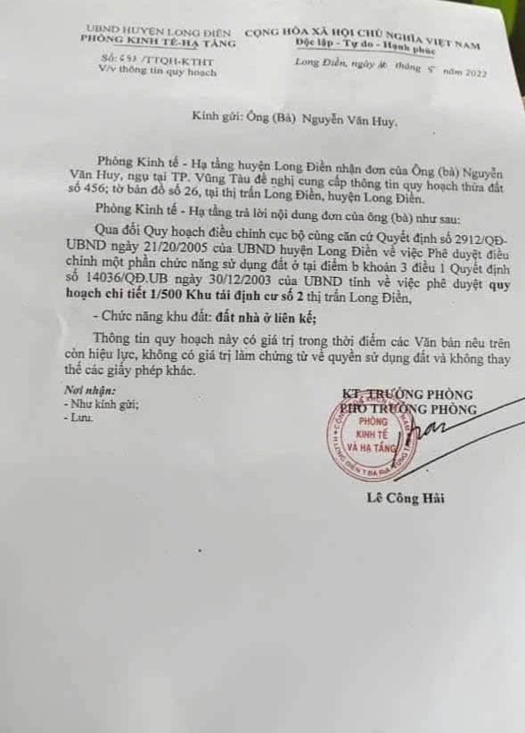 CẦN BÁN GẤP LÔ ĐẤT GÓC 2 MẶT TIỀN – KHU TÁI ĐỊNH CƯ CÂY QUÉO, QL55, TT LONG ĐIỀN 3