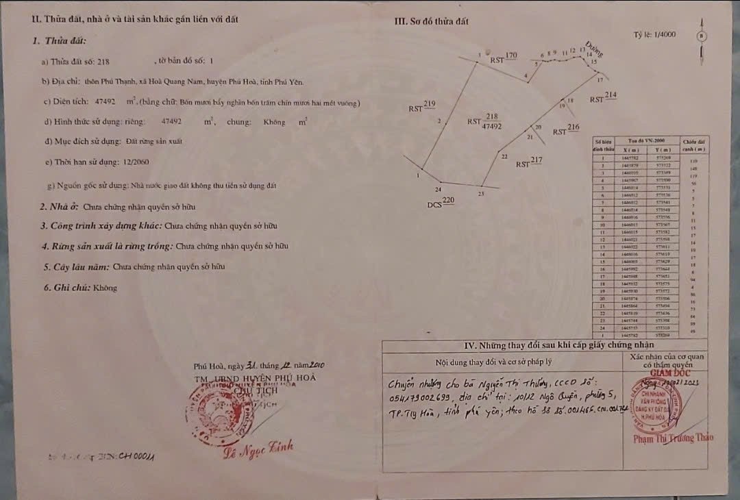 Cần Bán 5,1ha Đất Thôn Phú Thạnh, Xã Hòa Quang Nam, Huyện Phú Hòa, Tỉnh Phú Yên (nay thuộc Đắk Lắk) 4