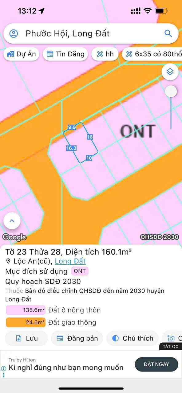Cần bán Đất đường Võ Văn Kiệt, Xã Lộc An, Diện tích 160m², Giá 6 Triệu/m²