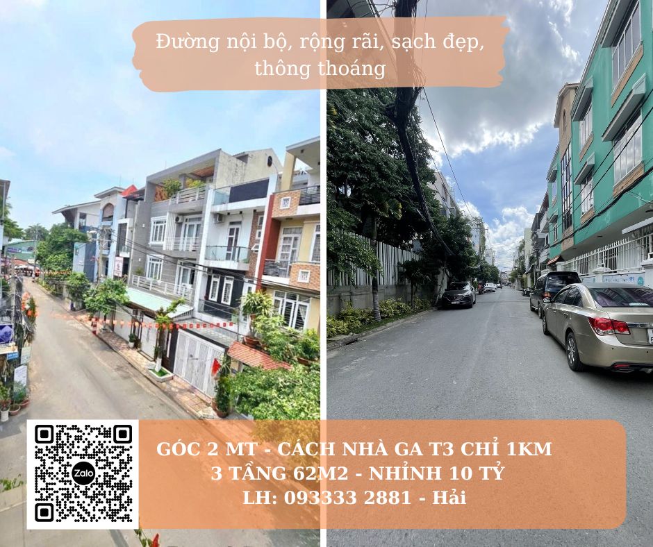 Nhà 2MT đẹp Hoàng Hoa Thám cách T3 chỉ 800m 62m2 chỉ nhình 10 tỷ 5