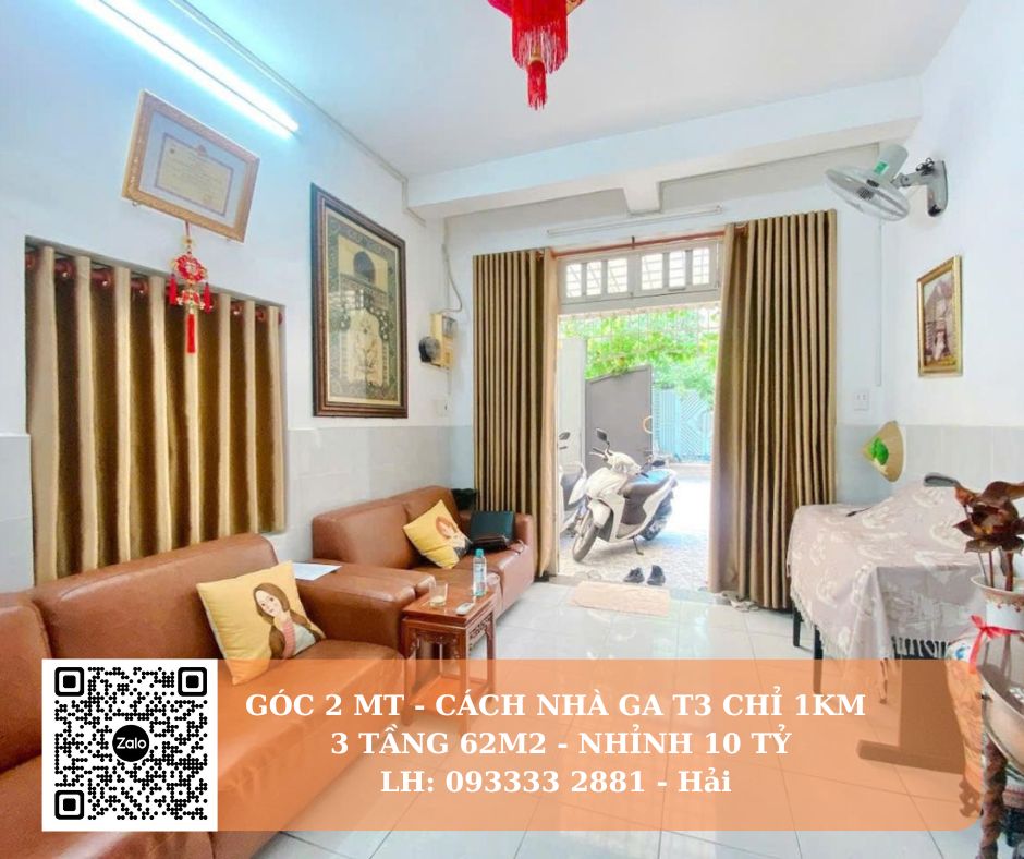 Nhà 2MT đẹp Hoàng Hoa Thám cách T3 chỉ 800m 62m2 chỉ nhình 10 tỷ