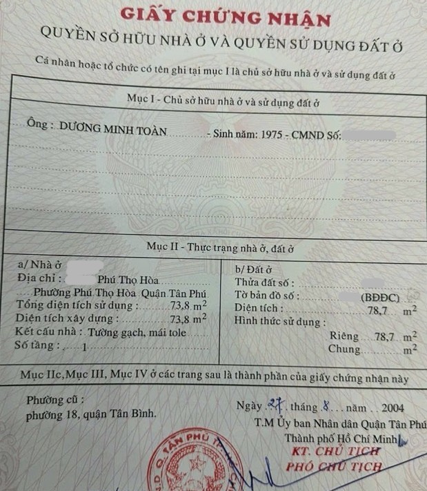 BÁN NHÀ 79m2 HẺM XE TẢI 7M PHÚ THỌ HOÀ, HƠN 7 TỶ 3