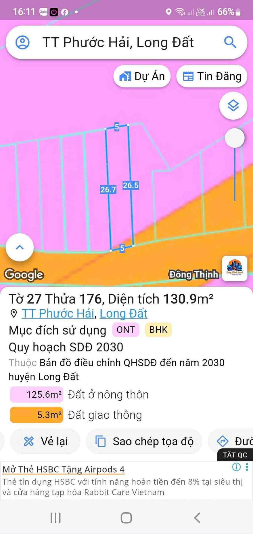 Cần bán Đất đường Tỉnh lộ 44, Thị trấn Phước Hải, Diện tích 130m², Giá 900 Triệu 2