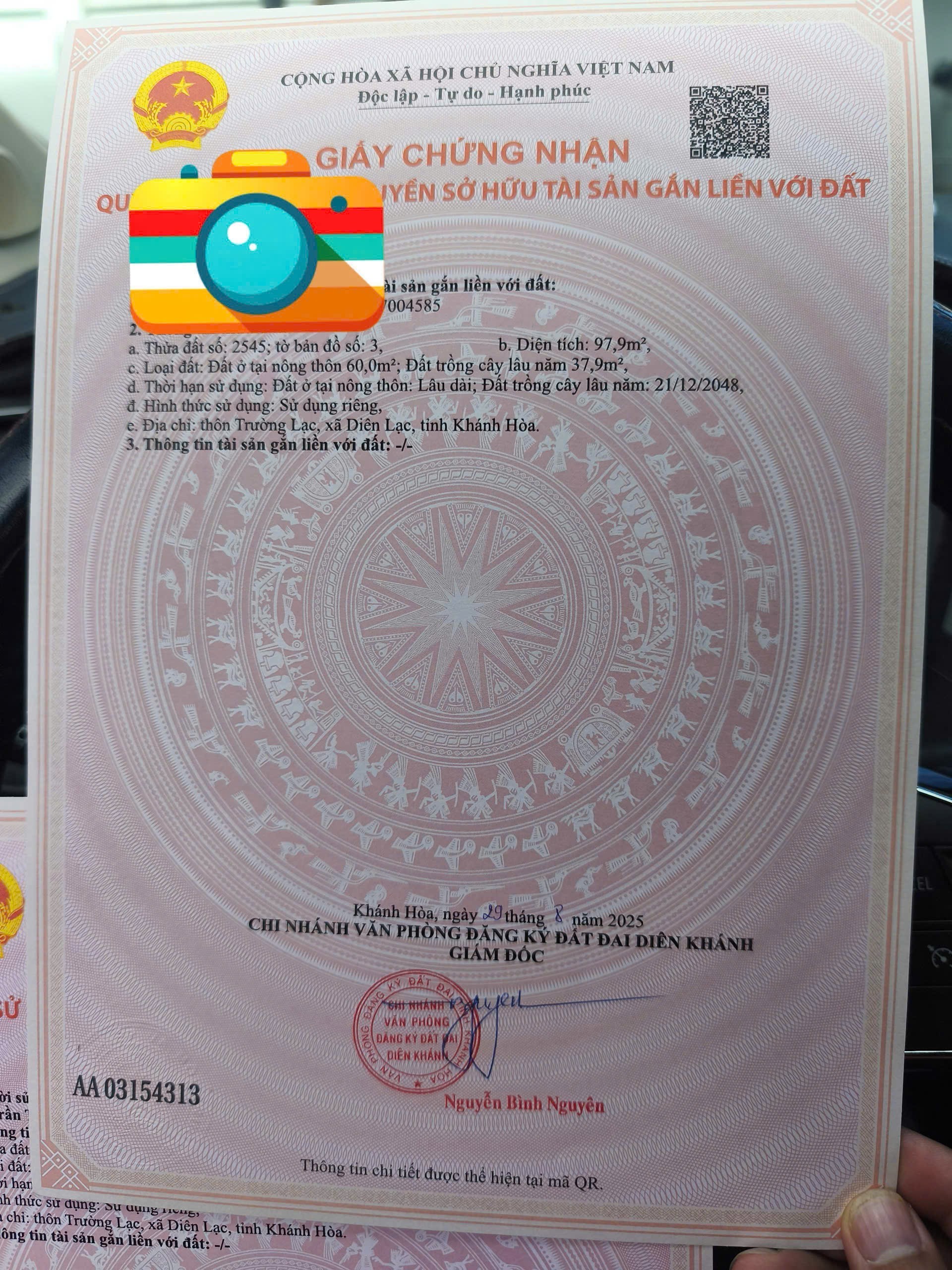 Bán đất Diên Lạc đường thông sát bên Tỉnh Lộ 2 gần chợ 6