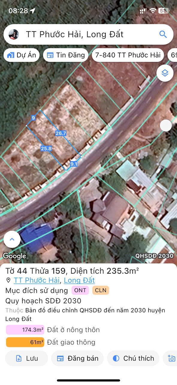 Cần bán Đất đường Võ Văn Kiệt, Thị trấn Phước Hải, Diện tích 235m², Giá Thương lượng 2