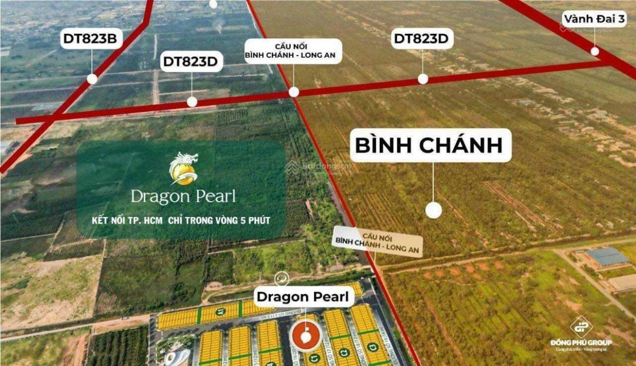 Bán đất nền dự án Dragon Pearl 4 mặt view sông, giáp ranh TP HCM giá chỉ 18tr/m2 sổ hồng riêng 7