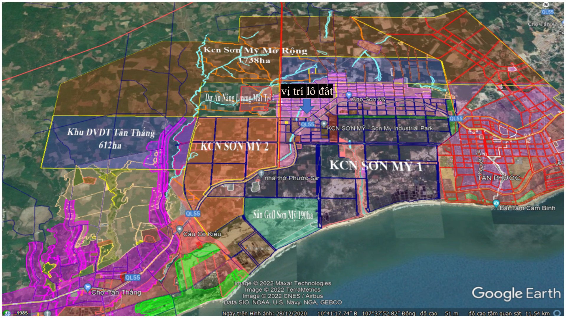 Cần bán Đất đường Quốc Lộ 55, Xã Sơn Mỹ, Diện tích 1000m², Giá 4 Triệu 2