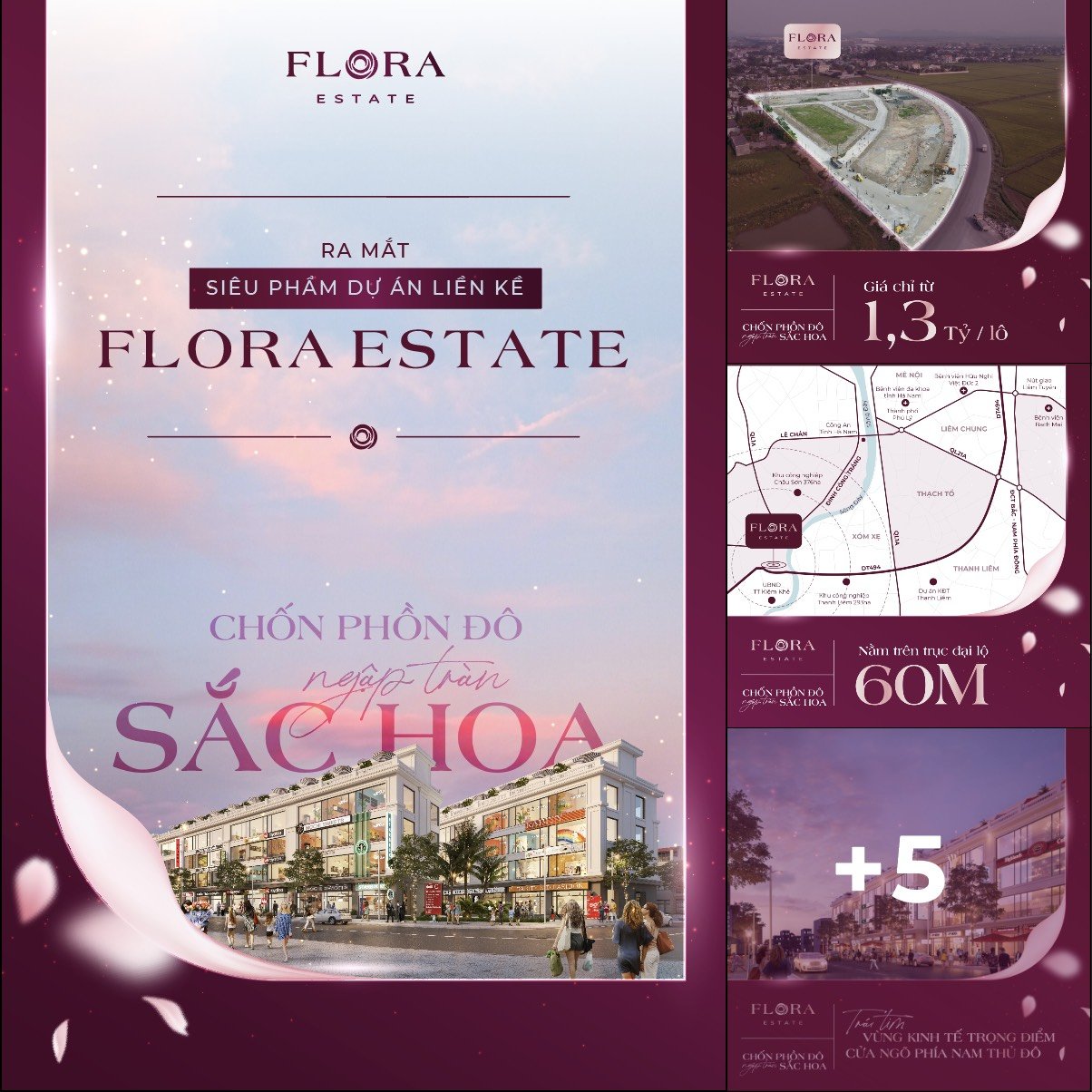 RA MẮT DỰ ÁN FLORA ESTATE NẰM TRÊN ĐƯỜNG TỈNH LỘ TỈNH RỘNG 60M. CÁCH TP HÀ NỘI 50KM. GIÁ  ĐẦU TƯ F0 1,3 TỶ/LÔ 2