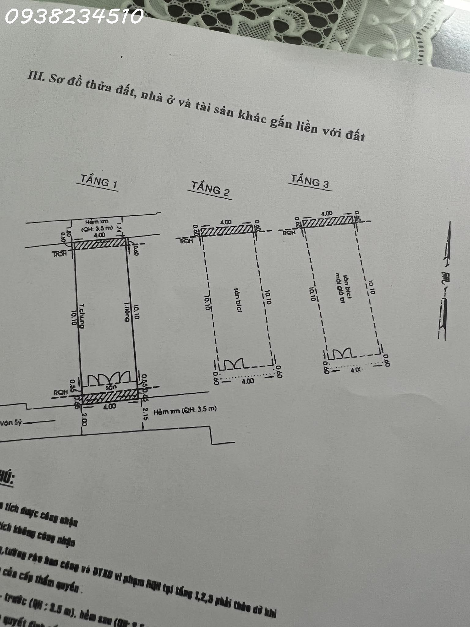 Bán nhà Lê Văn Sỹ, 2 mặt hẻm trước sau, ngang 4 dài 12, sổ vuông, giá 7.1 tỉ