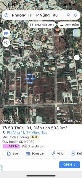 Bán 600m2 đất làm nhà vườn gần đường Hàng Điều Vũng Tàu, hướng Tây Nam giá chỉ 13tr/m2 1