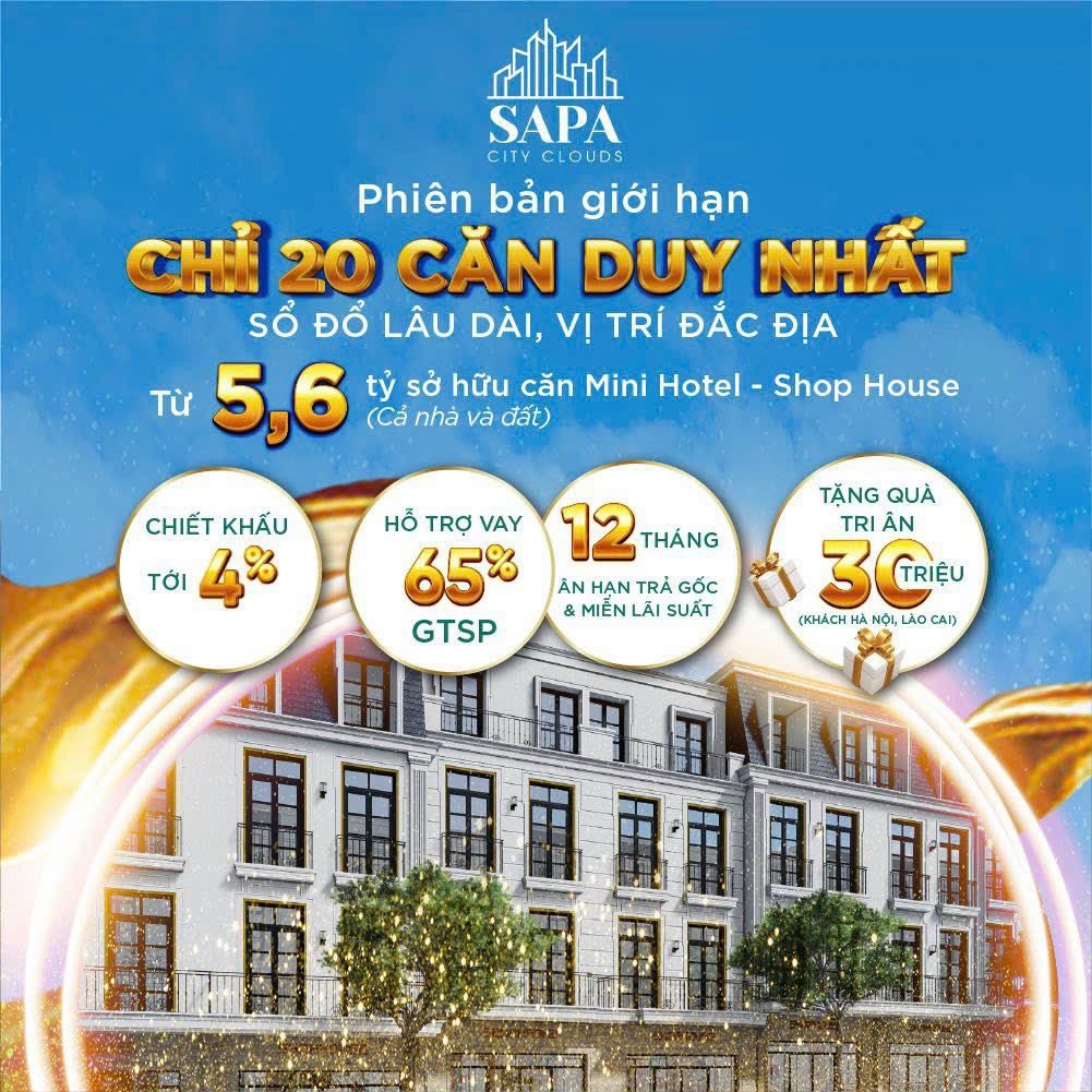 Cần bán Nhà mặt tiền dự án Sapa City Clouds, Diện tích 100m², Giá 5.6 Tỷ . Sổ đỏ lâu dài 3