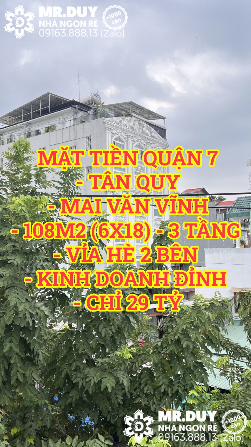 Bán nhà mặt tiền Quận 7 Tân Quy Mai Văn Vĩnh 108m2(6x18) 3 tầng kinh doanh đỉnh