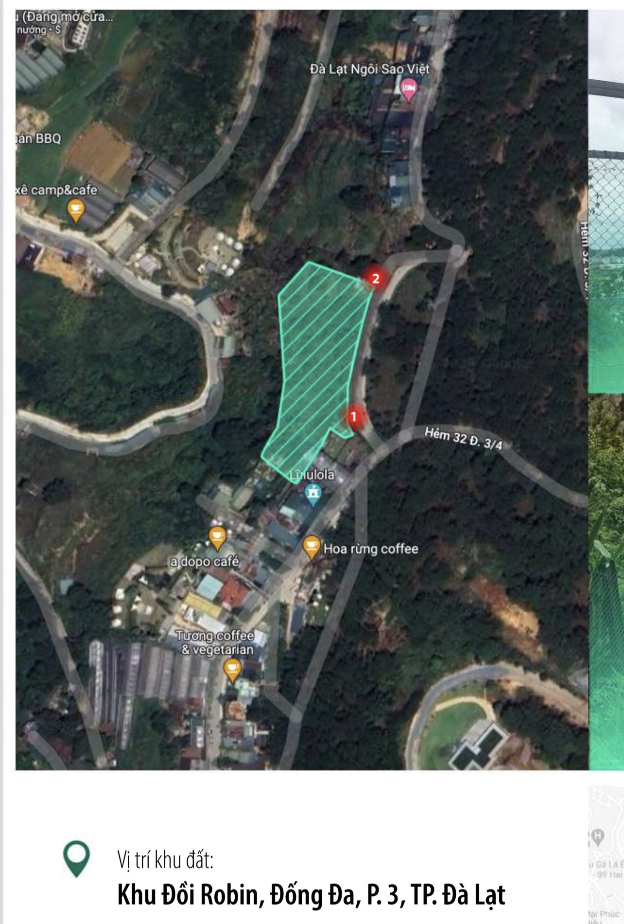 Đất nền khu đồi Robin kế bên cafe Lulu Lola Phường 3 thành phố Đà Lạt - Diện tích 4484,76 m2 giá 1