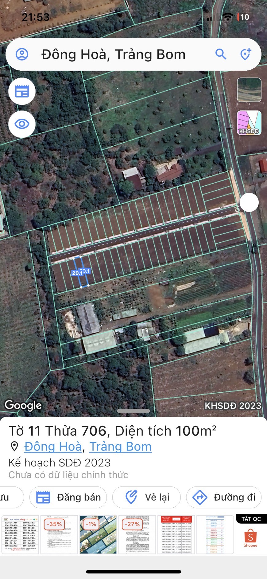 Cần bán Đất Xã Đông Hòa, Trảng Bom, Diện tích 100m² thổ cư (5m x 20m), Giá 1,25 Tỷ 2