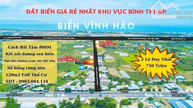 Chủ Cần Bán lô đất ven biển Bình Thuận Full Thổ cư 2