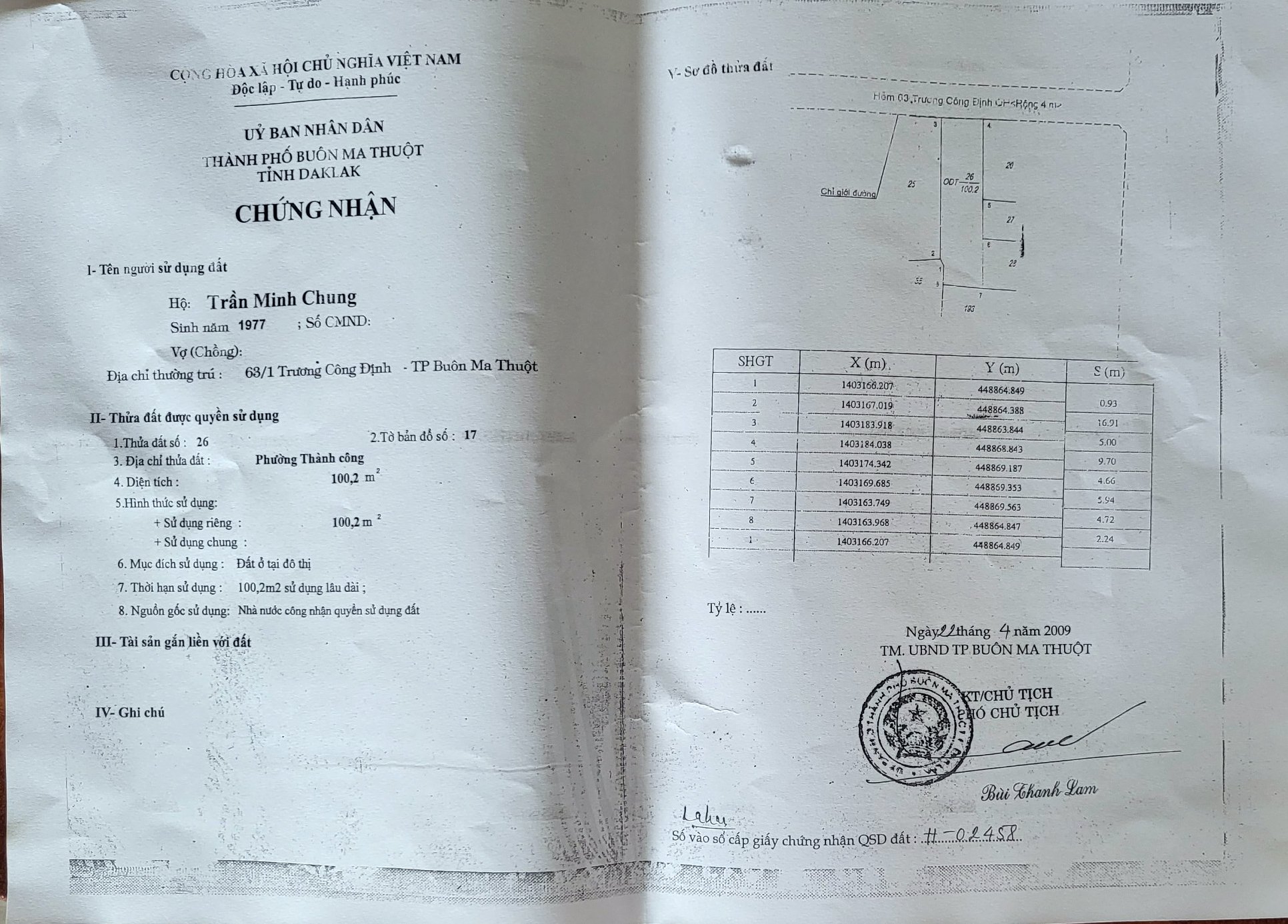 Nhà 2 tầng 63/1A  Trương Công Định  - Tp BMT. Dt: 5x20 Tc 100% giá giảm còn 2.6 tỷ 5