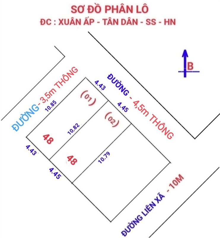 Bán nhanh Hàng Đẹp 48m2 tại Xuân Ấp - Tân Dân - Sóc Sơn. Đường 4.5m, bao sổ 3