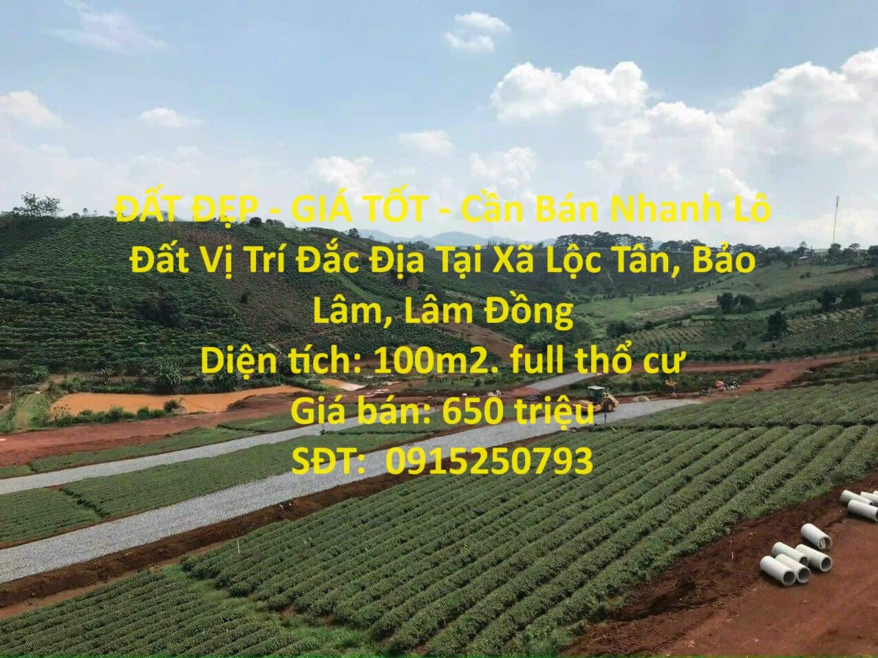 ĐẤT ĐẸP - GIÁ TỐT - Cần Bán Nhanh Lô Đất Vị Trí Đắc Địa Tại Xã Lộc Tân, Bảo Lâm, Lâm Đồng