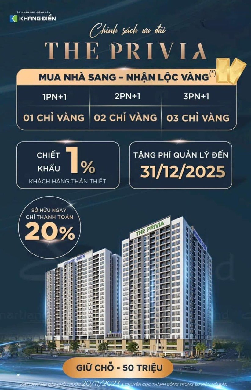 Căn Hộ The Privia - Khang Điền - Thanh toán chỉ 600 triệu nhận nhà , chiết khấu 10% 1