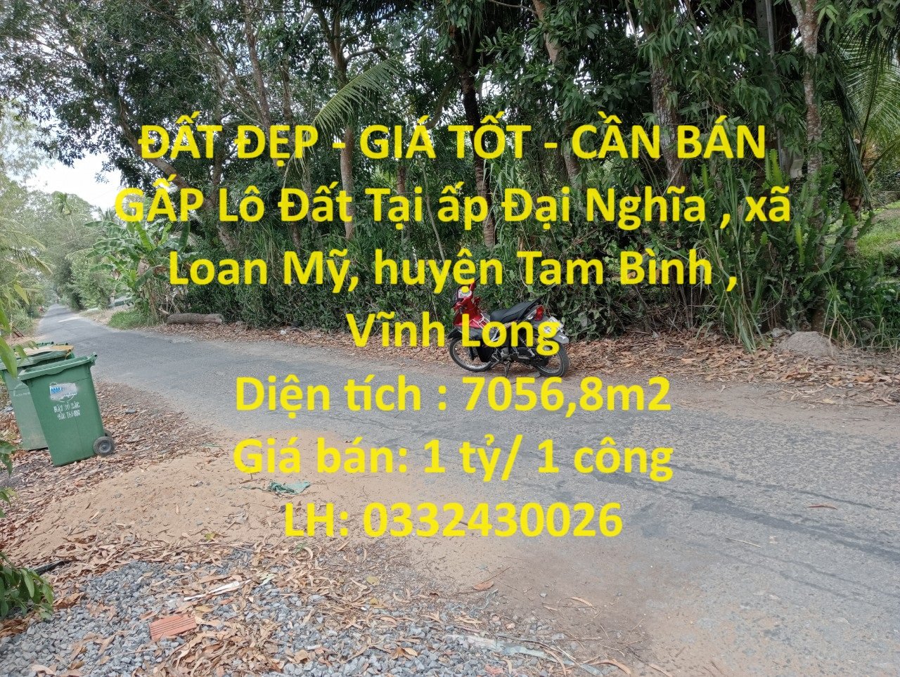 ĐẤT ĐẸP - GIÁ TỐT - CẦN BÁN GẤP Lô Đất Tại huyện Tam Bình , Vĩnh Long - Giá Đầu Tư 1