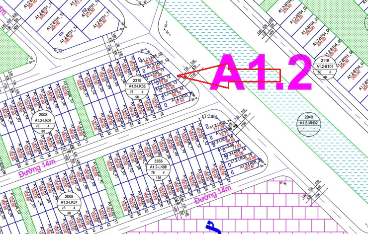 Cần bán lô đất liền kề A1.2 LK 5 mặt đường 17m nhìn kênh tại KĐT Thanh Hà Mường Thanh