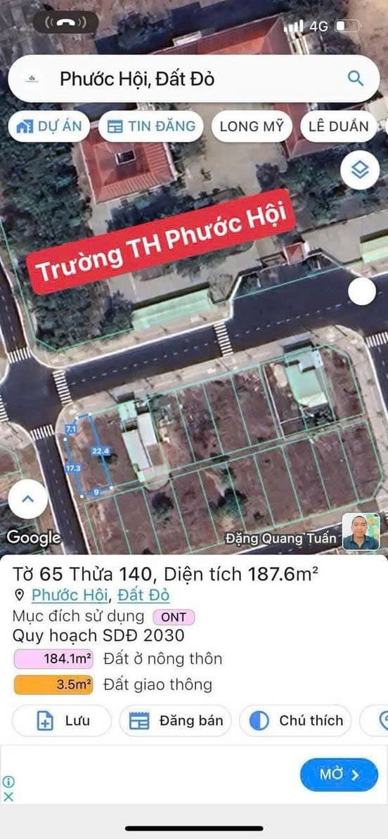 Cần bán Đất Đất Đỏ, Bà Rịa Vũng Tàu, Diện tích 187m², Giá Thương lượng 2