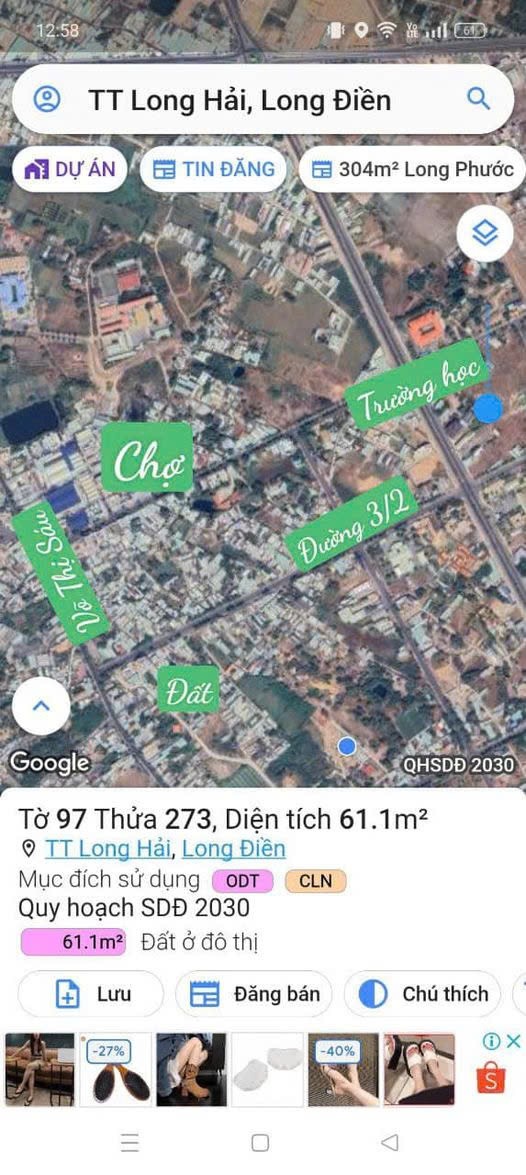 Cần bán Đất Đất Đỏ, Bà Rịa Vũng Tàu, Diện tích 610m², Giá Thương lượng 1