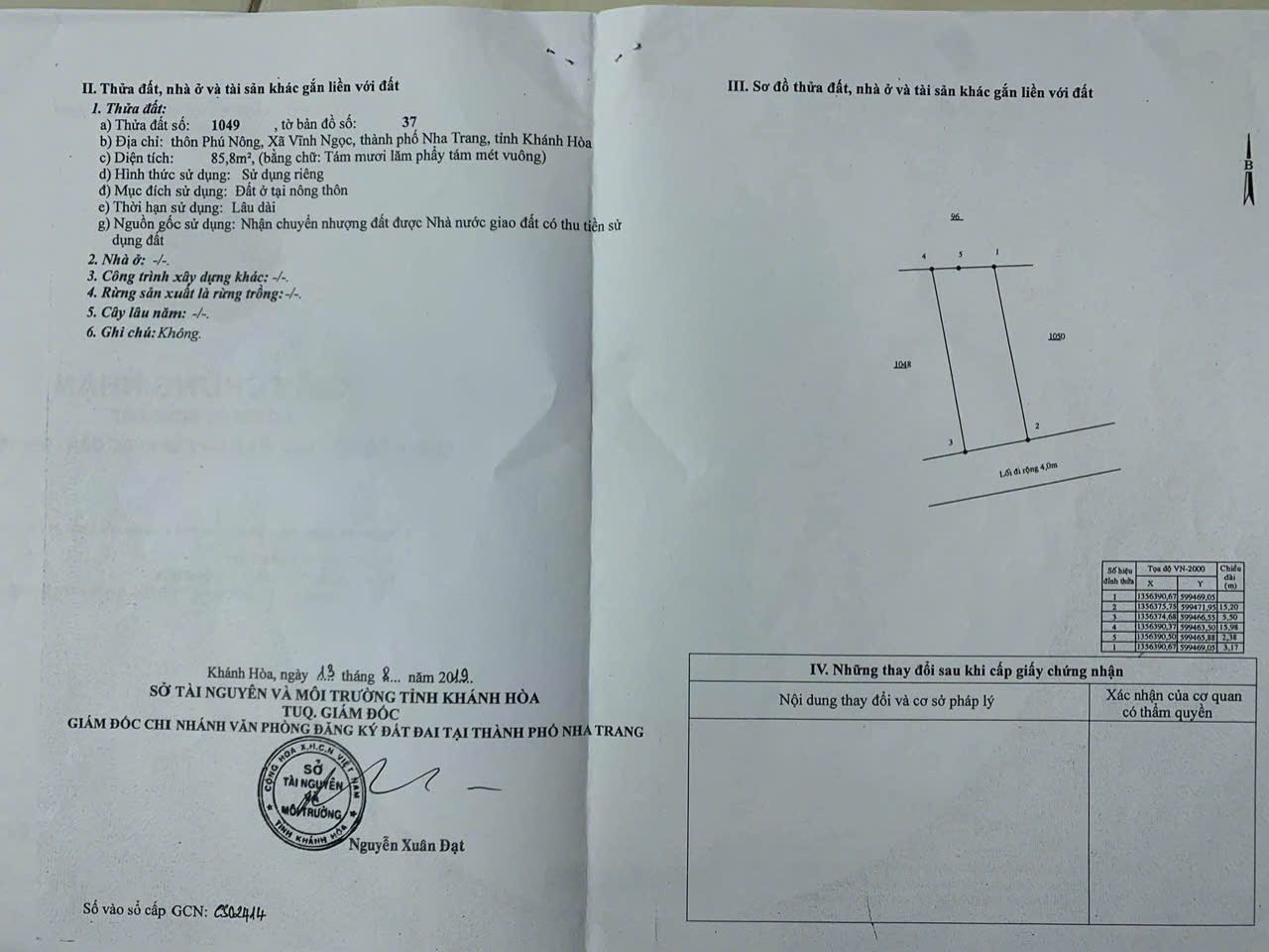 BÁN NHANH LÔ ĐẤT ĐẸP NỢ HẬU HẺM Ô TÔ PHÚ NÔNG VĨNH NGỌC 4