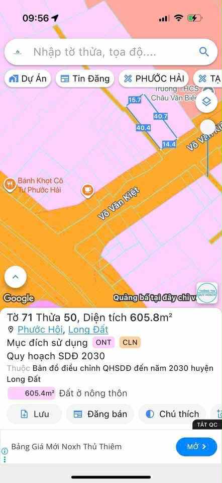 Cần bán Đất đường Võ Văn Kiệt, Thị trấn Phước Hải, Diện tích 605m², Giá 2.7 Tỷ
