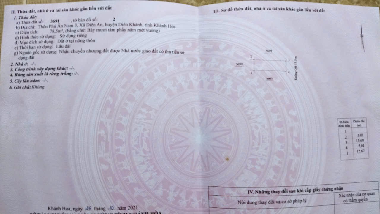 Bán đất Diên An - Phú Ân Nam 3 hẻm đường Cây Duối cạnh 23/10 - đường QH 13m đã trừ lộ giới 6