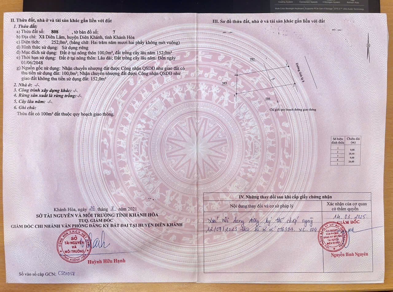 Bán đất mặt tiền Tỉnh Lộ 8 - Diên Lâm gần trường Tiểu học 5