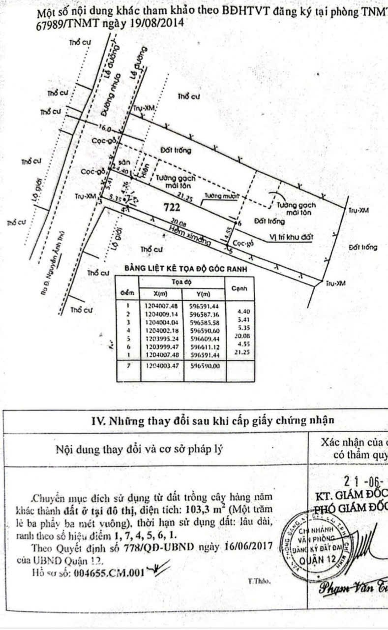 LÔ ĐẤT (5.35x25.6) 2 MẶT TIỀN HIỆP THÀNH 13, Q12 – GIÁ CHỈ 5.5 TỶ