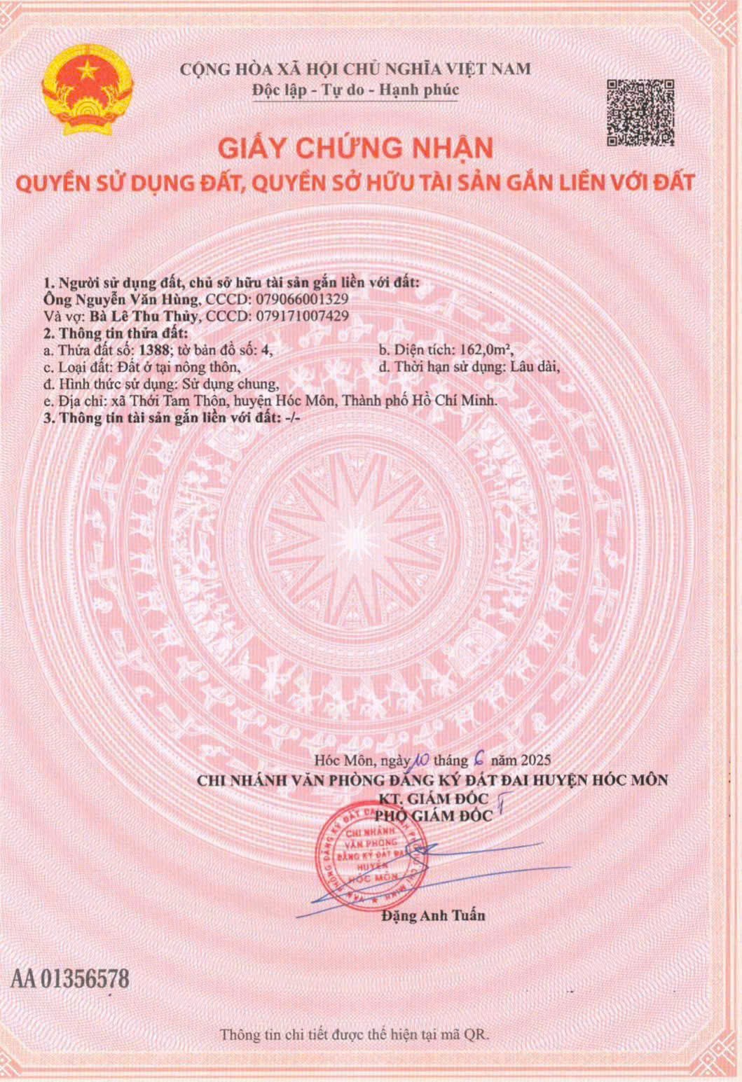 LÔ GÓC (16x16) 2MT TRUNG ĐÔNG 7, THỚI TAM THÔN, HÓC MÔN GIÁ 9,6 TỶ 2